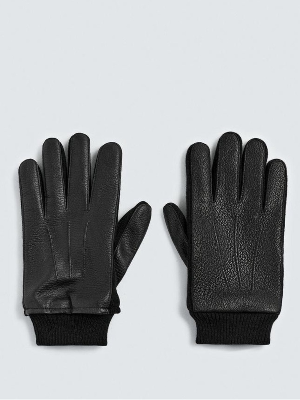 NWT. Zara Man Black Combination Leather Gloves. Size L.